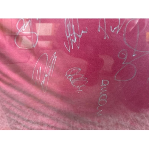 1791 - A FRAMED AND GLAZED SIGNED ASTON VILLA FC FOOTBALL SHIRT, FRAME SIZE 91CM (H) X 84CM (W) / ALL LOTS ... 