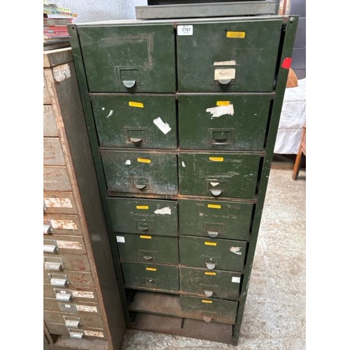 1797 - METAL STORAGE CABINET WITH THIRTEEN DRAWERS, 144CM (H) X 59CM (W) X 36CM (D) / ALL LOTS ARE LOCATED ... 