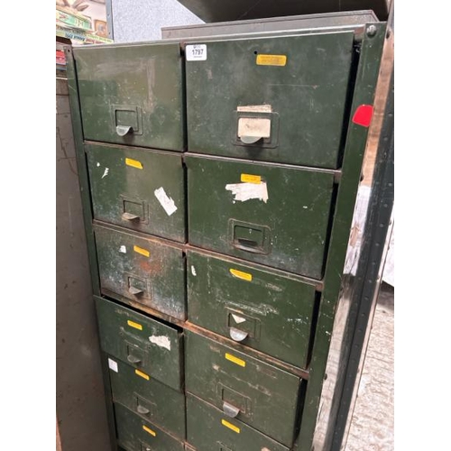 1797 - METAL STORAGE CABINET WITH THIRTEEN DRAWERS, 144CM (H) X 59CM (W) X 36CM (D) / ALL LOTS ARE LOCATED ... 