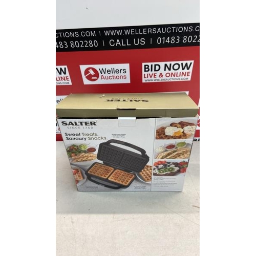 5219 - SALTER EK2249 DEEP FILL WAFFLE MAKER  NON-STICK DUAL WAFFLE IRON, XL COOKING PLATES, AUTOMATIC TEMPE... 