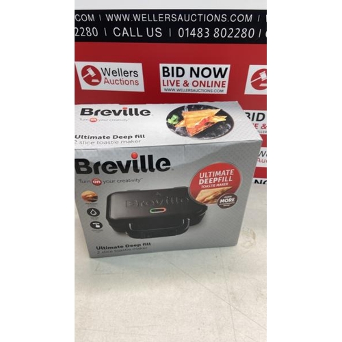 5222 - BREVILLE ULTIMATE DEEP FILL TOASTIE MAKER / 2 SLICE SANDWICH TOASTER / REMOVABLE NON-STICK PLATES / ... 