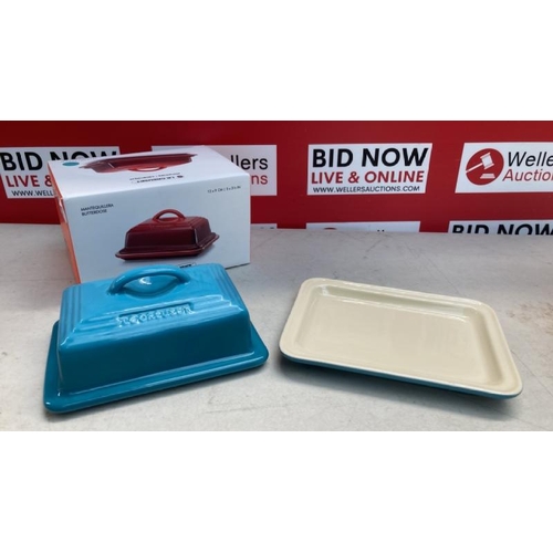 5355 - LE CREUSET STONEWARE BUTTER DISH, 900 G, 17 X 12.5 X 9 CM, TEAL, 80837171700003 / H18