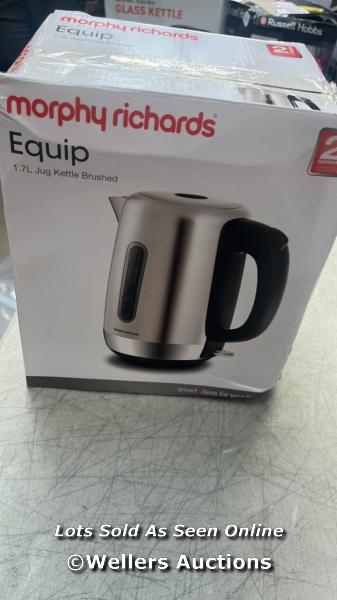 MORPHY RICHARDS EQUIP JUG KETTLE, 1.7L, 3KW RAPID BOIL, REMOVEABLE ...