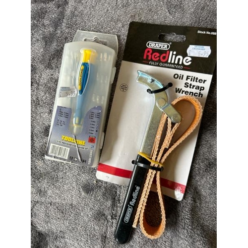 756 - NEW DRAPER REDLINE OIL FILTER STRAP WRENCH WITH TOOLZONE 31 PIECESCREWDRIVER KIT