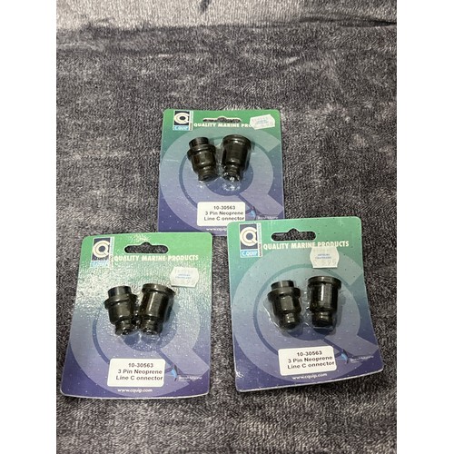 795 - X3 NEW WATERPROOF INLINE 3 PIN PLUG & SOCKETS