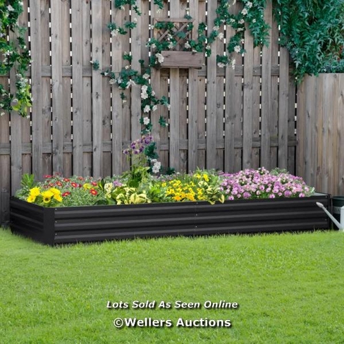8001 - OUTSUNNY METAL RAISED GARDEN BED PLANTER BOX OUTDOOR PLANTERS FOR GROWING FLOWERS, HERBS, GREY, 241X... 