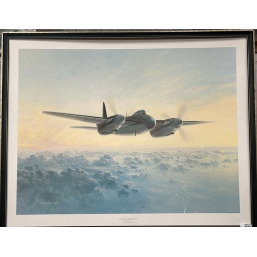 1806 - FRAMED GERALD COULSON PRINT 'DE HAVILAND MOSQUITO MKIV'. 87 X 69CM INC. FRAME