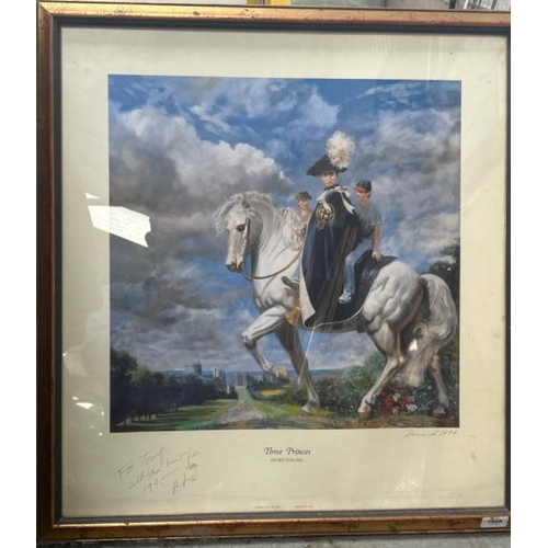 1808 - ANDRE DURAND (BORN 1947), FRAMED PRINT OF 'THREE PRINCES', SIGNED 