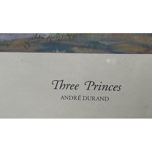 1808 - ANDRE DURAND (BORN 1947), FRAMED PRINT OF 'THREE PRINCES', SIGNED 