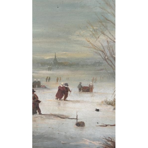 1813 - FRAMED OIL ON BOARD OF A WINTER SCENE, SIGNED M. MICHELS. 83 X 73.5 INC. FRAME