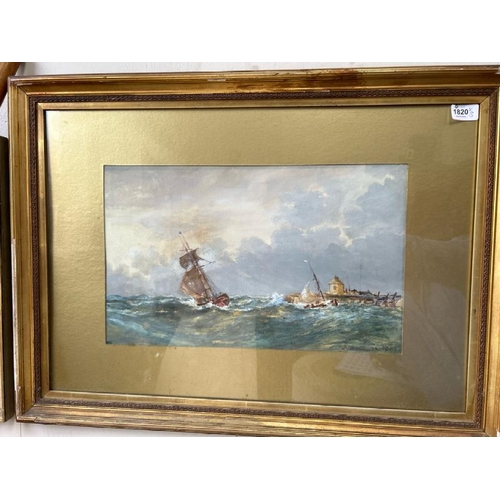 1820 - RICHARD SHORT (1841 - 1916) THREE FRAMED MARINE THEMED WATERCOLOURS IN MATCHING FRAMES, SIGNED, LARG... 