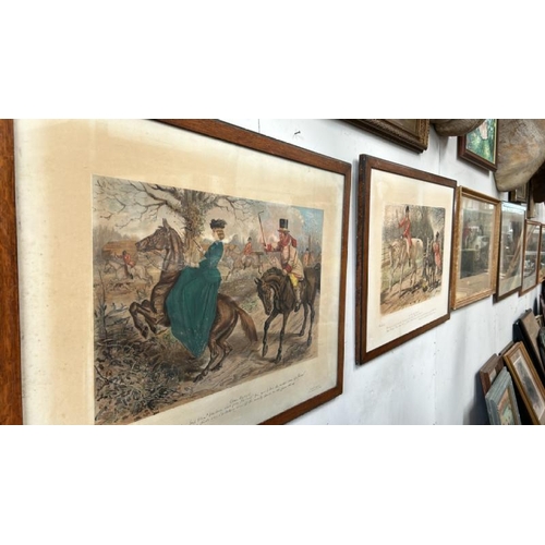 1821 - JOHN LEECH (1817-1864) SIX FRAMED HUNTING THEMED LITHOGRAPH PRINTS BY JOHN LEECH. PRINT SIZE APPROX ... 