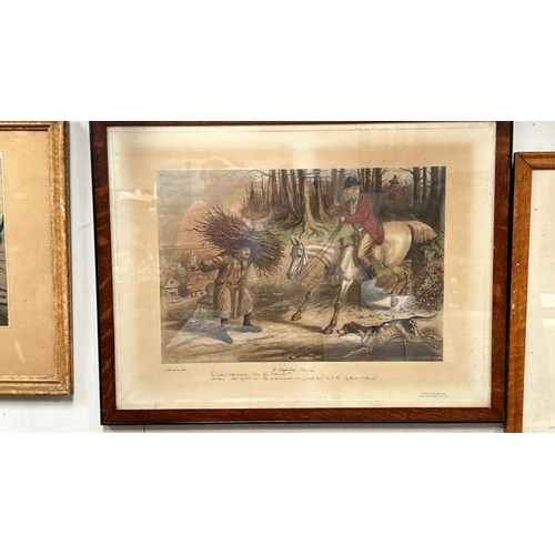 1821 - JOHN LEECH (1817-1864) SIX FRAMED HUNTING THEMED LITHOGRAPH PRINTS BY JOHN LEECH. PRINT SIZE APPROX ... 