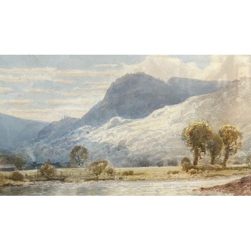 1825 - FREDERICK 'FRED' TUCKER (1880- 1915) LARGE FRAMED WATERCOLOUR DEPICTING MOUNTAINS AND STREAM, SIGNED... 