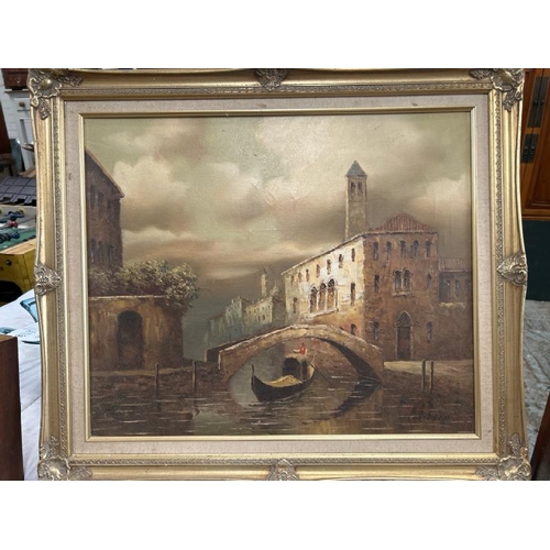 1827 - FRAMED OIL ON CANVA OF VENICE, SIGNED I. COSTELLO. 73 X 63CM INC. FRAME