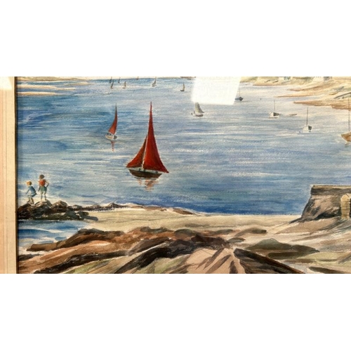 1837 - TWO FRAMED WATERCOLOURS OF COASTAL SCENES, ONE INDISTINCTLY SIGNED AND THE OTHER UNSIGNED. LARGEST 6... 