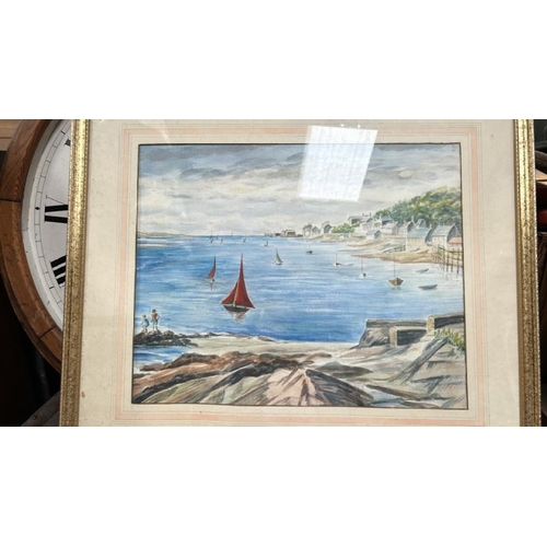 1837 - TWO FRAMED WATERCOLOURS OF COASTAL SCENES, ONE INDISTINCTLY SIGNED AND THE OTHER UNSIGNED. LARGEST 6... 