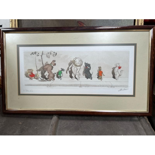 1839 - BORIS O'KLEIN 'DIRTY DOGS OF PARIS' PRINT, SIGNED BY L'ETOURDIE. 63 X 37CM INC. FRAME