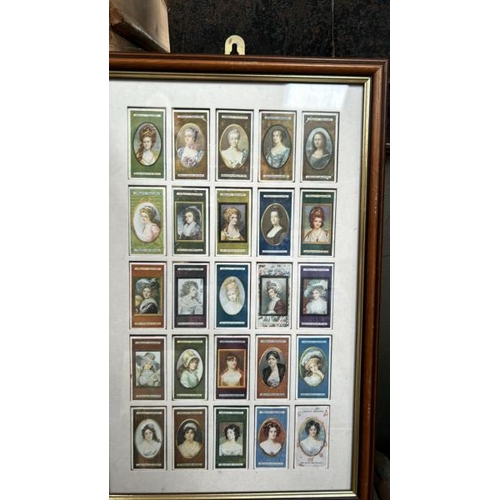 1844 - FOUR FRAMED SETS OF CIGARETTE CARDS INC AUTOMOBILES, BIRDS, FLOWERS AND PORTRAITS BY VARIOUS COMPANI... 