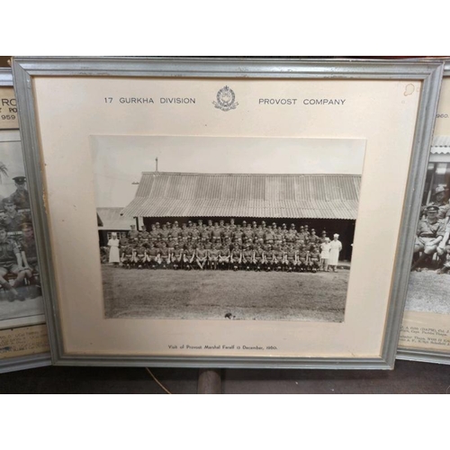 1846 - THREE FRAMED PROVOST COMPANY SECTION PHOTOGRAPHS FROM 1959/1960, TWO INC. GURKHA.