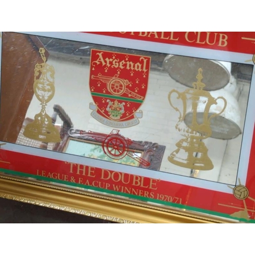 1847 - ARSENAL FC 'THE DOUBLE' ADVERTISING MIRROR IN WOODEN FRAME. PUB INTEREST.56 X 36CM INC. FRAME