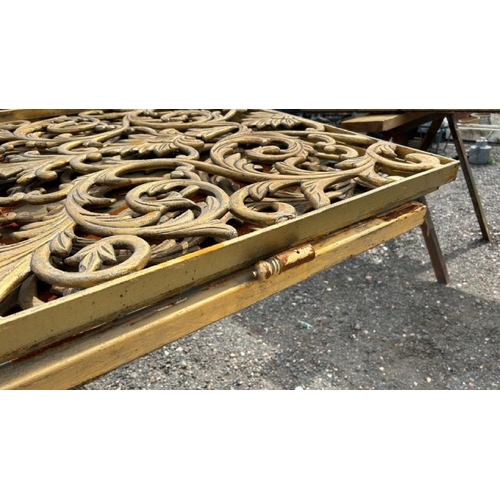 1851 - SET OF VERY LARGE ORNATE PAINTED CAST IRON AND WOOD PAINTED DOORS MADE UP OF FOUR PARTS, ORIGINALLY ... 