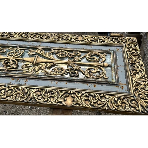 1851 - SET OF VERY LARGE ORNATE PAINTED CAST IRON AND WOOD PAINTED DOORS MADE UP OF FOUR PARTS, ORIGINALLY ... 