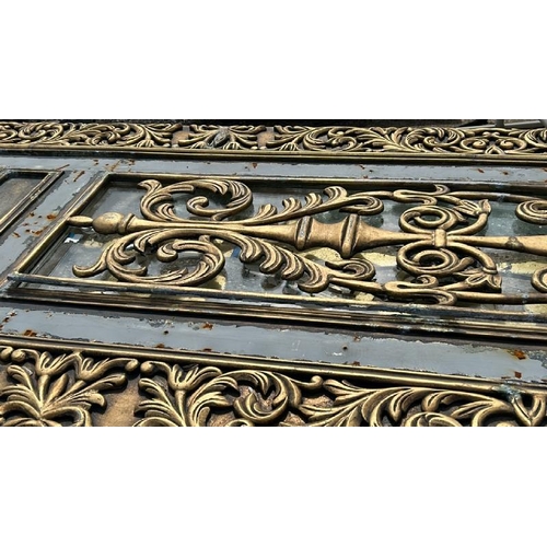 1851 - SET OF VERY LARGE ORNATE PAINTED CAST IRON AND WOOD PAINTED DOORS MADE UP OF FOUR PARTS, ORIGINALLY ... 