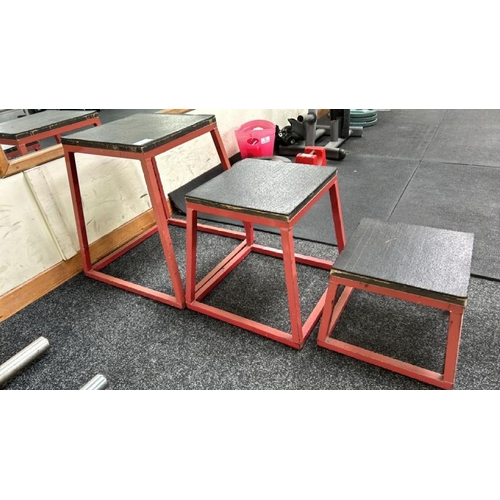 26 - X3 BOX JUMP PLATFORMS, LARGEST 60CM (H) X 56CM X 56CM AT BASE