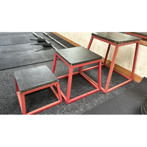 26 - X3 BOX JUMP PLATFORMS, LARGEST 60CM (H) X 56CM X 56CM AT BASE