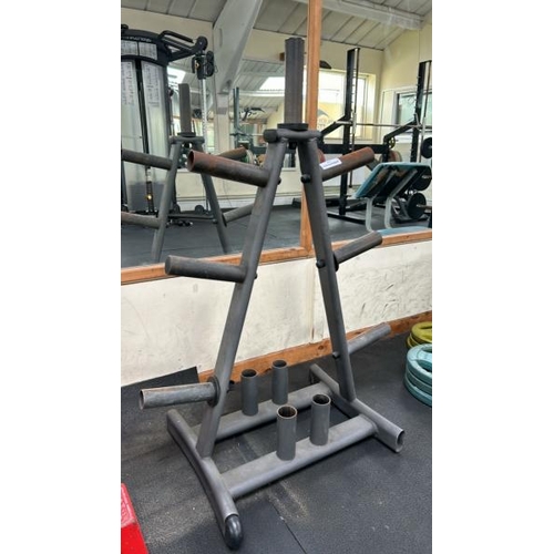 30 - WEIGHT PLATE TREE RACK WITH X4 BARBELL INSERTS, APPROX OVERALL DIMENSIONS 117CM (H) X 70CM (W) X 46C... 