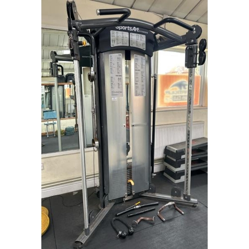 37 - SPORTSART FITNESS S972 FUNCTIONAL TRAINER, 140KG WEIGHT CAPACITY, INCLUDES X7 ASSOCIATED ATTACHMENTS... 