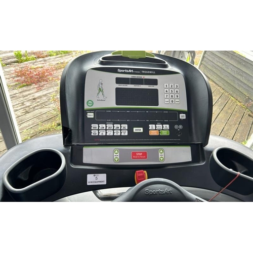 5 - SPORTSART FITNESS T655 TREADMILL, APPROX OVERALL DIMENSIONS 150CM (H) X 220CM (L) X 100CM (W)