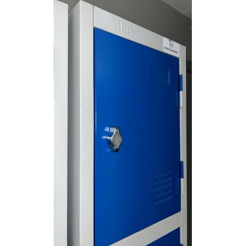 57 - X4 METAL CHANGEROOM LOCKERS, X4 COMPARTMENTS IN EACH, TO BE USED WITH PADLOCKS, EACH LOCKER 180CM (H... 