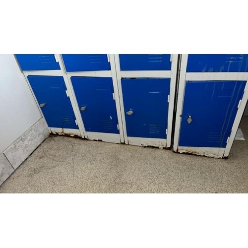 57 - X4 METAL CHANGEROOM LOCKERS, X4 COMPARTMENTS IN EACH, TO BE USED WITH PADLOCKS, EACH LOCKER 180CM (H... 