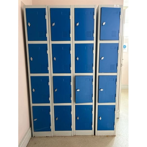 60 - X4 METAL CHANGEROOM LOCKERS, X4 COMPARTMENTS IN EACH, TO BE USED WITH PADLOCKS, EACH LOCKER 180CM (H... 