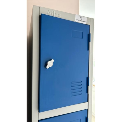 60 - X4 METAL CHANGEROOM LOCKERS, X4 COMPARTMENTS IN EACH, TO BE USED WITH PADLOCKS, EACH LOCKER 180CM (H... 