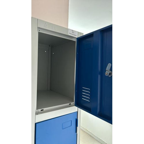 60 - X4 METAL CHANGEROOM LOCKERS, X4 COMPARTMENTS IN EACH, TO BE USED WITH PADLOCKS, EACH LOCKER 180CM (H... 