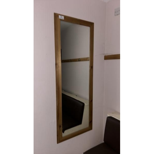 62 - X1 RECTANGULAR MIRROR IN WOODEN FRAME, 134CM (H) X 42CM (W)