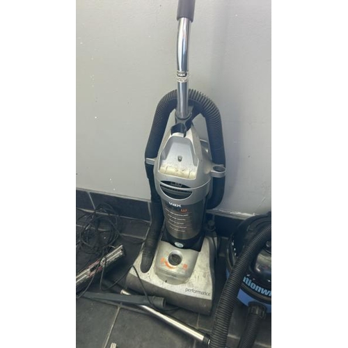 65 - X3 VACUUMS INCL. VAX AND TITAN, WITH A CLARKE CAM5002 INDUSTRIAL FAN, ALL UNTESTED, AS FOUND