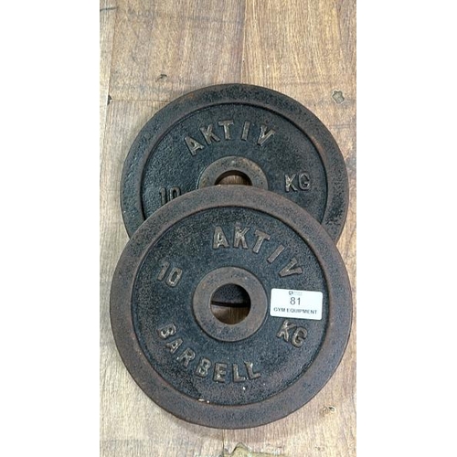 81 - X2 AKTIV 10KG IRON WEIGHT PLATES