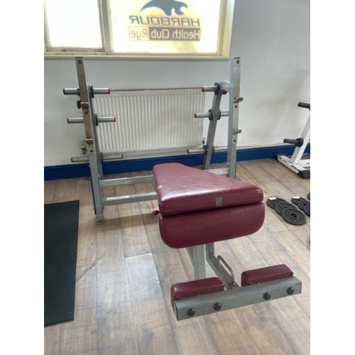 87 - FLEX FITNESS DECLINE BENCH PRESS, APPROX OVERALL DIMENSIONS 122CM (H) X 157CM (W) X 210CM (D)