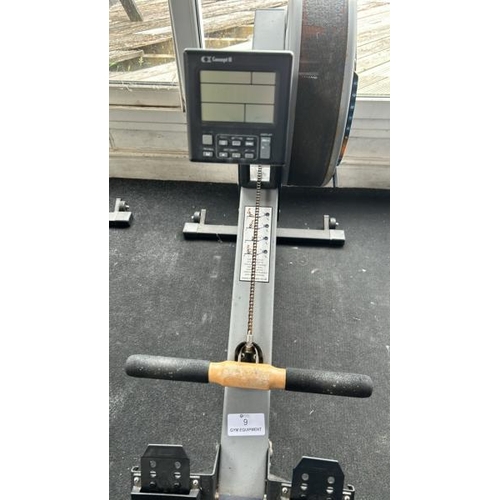 9 - CONCEPT 2 INDOOR ROWING MACHINE, APPROX OVERALL DIMENSIONS 85CM (H) X 240CM (L) X 62CM (W)