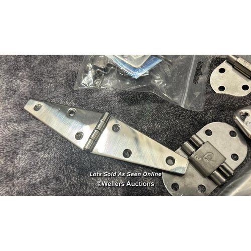 837 - VARIOUS STAINLESS STEEL HINGES INCLUDING SEMI CONCEALED