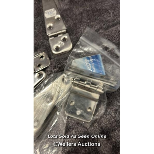 837 - VARIOUS STAINLESS STEEL HINGES INCLUDING SEMI CONCEALED