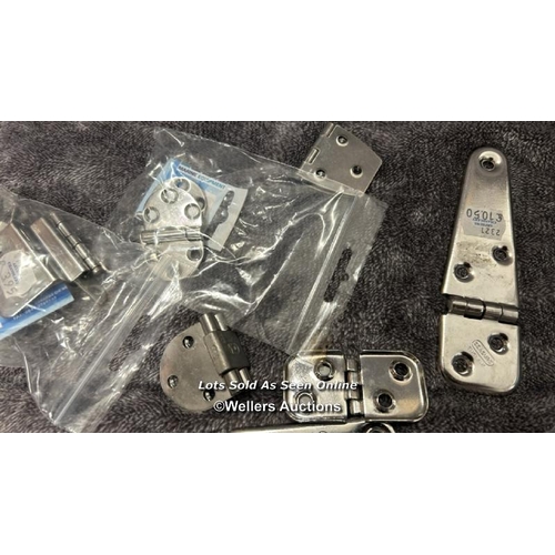 837 - VARIOUS STAINLESS STEEL HINGES INCLUDING SEMI CONCEALED