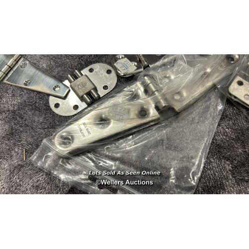 837 - VARIOUS STAINLESS STEEL HINGES INCLUDING SEMI CONCEALED