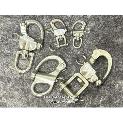 847 - X5 STAINLESS STEEL FIXED AND SWIVEL SNAP SHACKLES