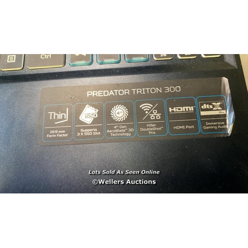 9540 - PREDATOR TRITON300 MODEL N20C3 / 16GB RAM / 1TB HD / INTEL CORE I7-10750M @ 2.60GHZ / SN: NHQ7AEK001... 