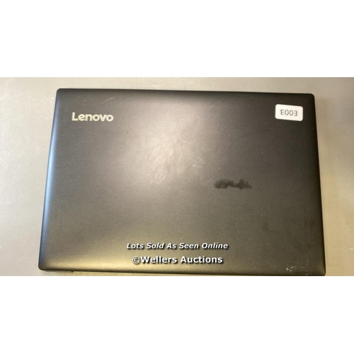 9555 - LENOVO IDEAPAD 330-15IGM / HD REMOVED / INTEL PENTIUM PROCESSOR / SN: PF1HVUDF / SCREEN DAMAGED